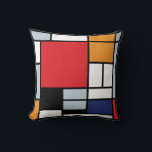 Almofada Piet Mondrian - Composição com Grande Plano Vermel<br><div class="desc">Esta pintura a óleo sobre tela de 1920 mostra uma composição com blocos pretos,  vermelhos,  cinzas,  amarelos (laranja) e azuis num estilo que veio a ser conhecido como De Stijl ou Neoplasticismo.</div>