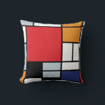 Almofada Piet Mondrian - Composição com Grande Plano Vermel<br><div class="desc">Esta pintura a óleo sobre tela de 1920 mostra uma composição com blocos pretos,  vermelhos,  cinzas,  amarelos (laranja) e azuis num estilo que veio a ser conhecido como De Stijl ou Neoplasticismo.</div>