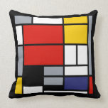 Almofada Piet Mondrian, Composição com Plano Vermelho Grand<br><div class="desc">Travesseiro inspirado na composição de Piet Mondrian com pintura moderna de Plano Vermelho Grande,  Amarelo,  Negro,  Cinza e Blue De Stijl.</div>