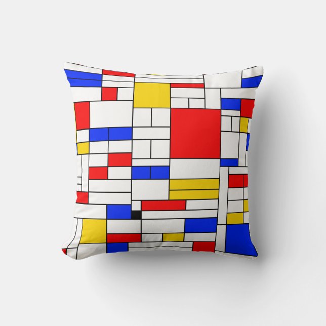 Almofada Piet Mondrian Style Abstrato Art (Frente)
