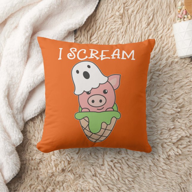 Almofada Pig Halloween Ghost I Sorvete Pun (Cobertor)