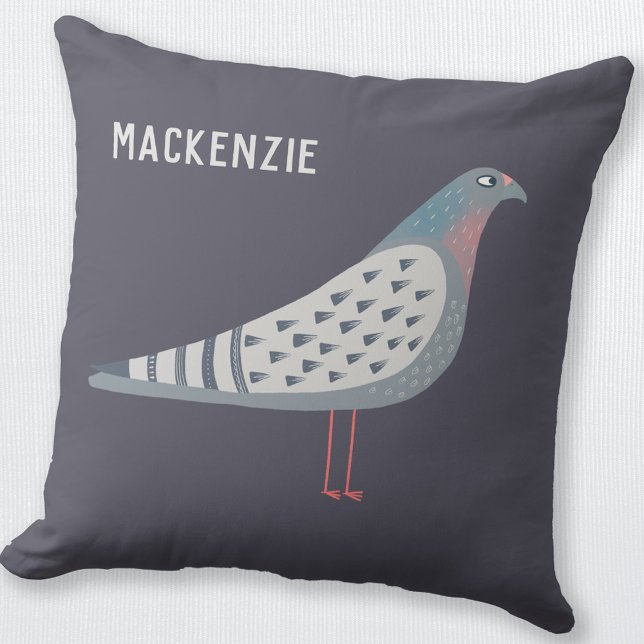 Almofada Pigeon Personalizado (Personalized custom name pigeon bird throw pillow)