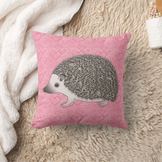 Almofada Pigmeus Africanos Pigmeus Hedgehog Em Pink Heart P (Cobertor)
