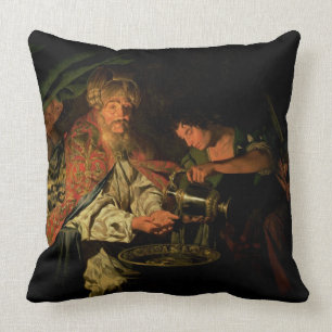 Almofada Pilate que lava suas mãos (óleo em canvas)