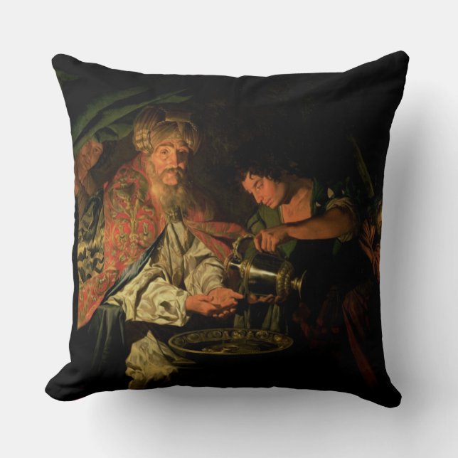 Almofada Pilate que lava suas mãos (óleo em canvas) (Frente)