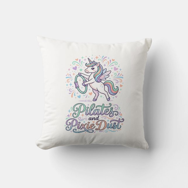 Almofada Pilates de Unicórnio e Poeira de Fada Fundo Branco (Frente)