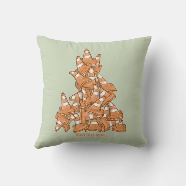 Almofada Pilha de cones de estrada laranja (Verso)