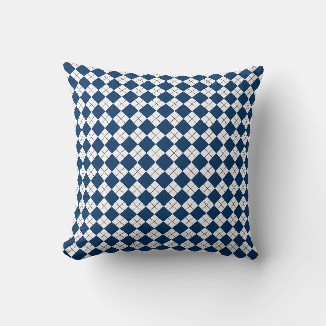 Almofada Pilha de padrão Argyle com Verificação Azul e Bran (Frente)
