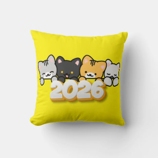 Almofada Pillow Adorable Cats 2026 New Year