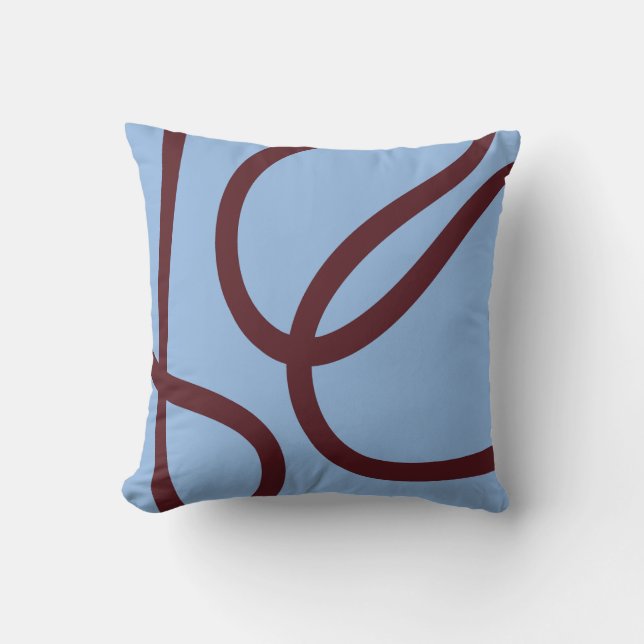 Almofada Pillow – Burgundy Lines on Blue (Frente)
