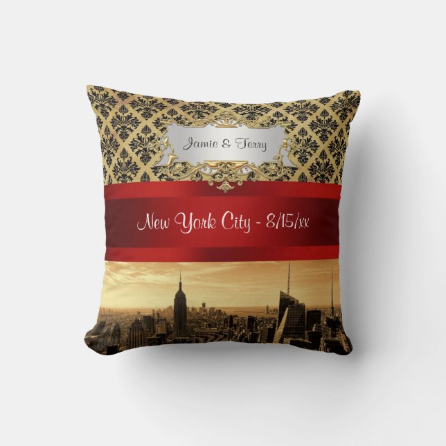 Almofada Pillow de Damasco B4 Sépia da Silhueta da Cidade d (Frente)