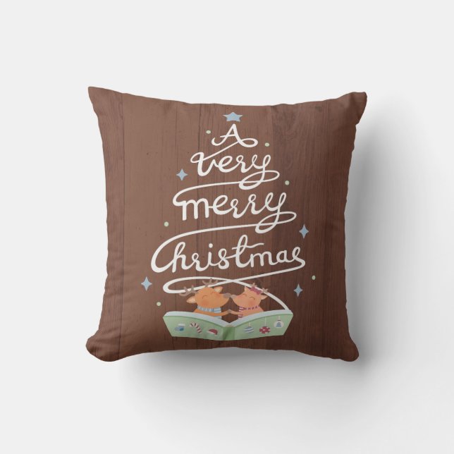 Almofada Pillow de Natal Tipografia Rena (Frente)