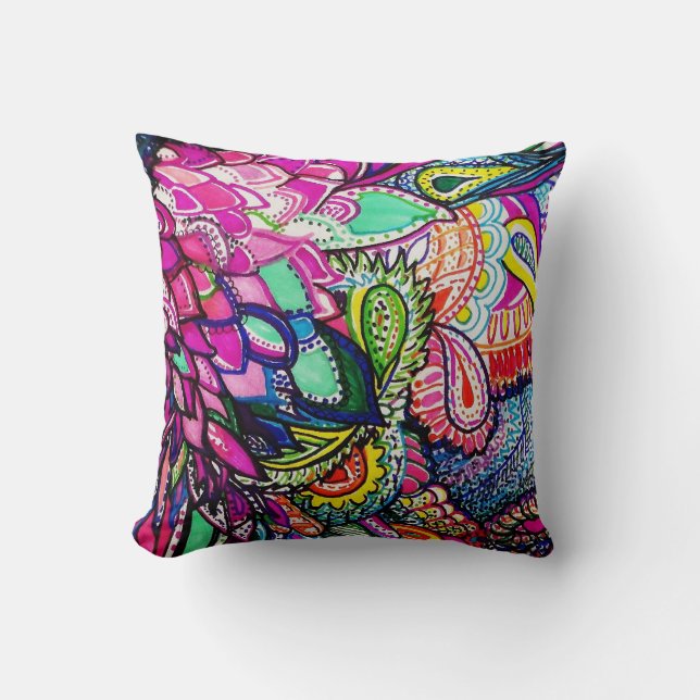 Almofada Pillow Hummingbird Zen Tangle por Michele Zurine (Frente)