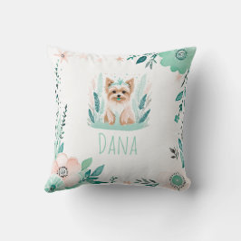 Almofada Pillow Personalizado Boho Fofo Yorkshire Verde Pas
