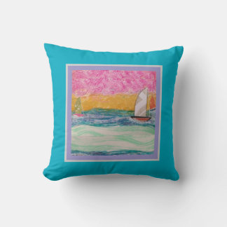 Almofada Pillow - Three Sailboats Pink Sky