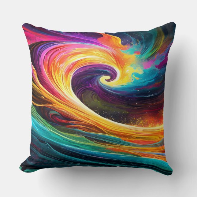 Almofada Pillow Throw Onda Vibrante Abstrata (Frente)