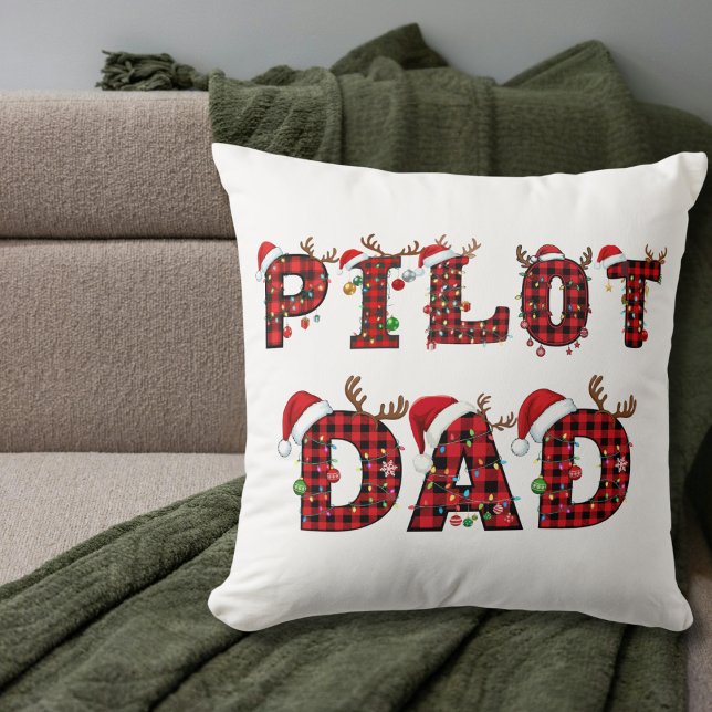 Almofada Pilot Dad Christmas Letters Lights Ornaments Funny (Criador carregado)
