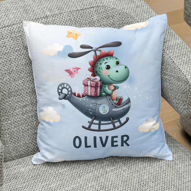 Almofada Piloto de Dinossauro Cento Voando Helicóptero Enca (Criador carregado)