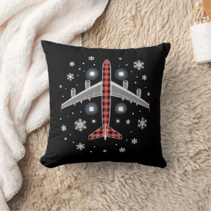 Almofada Piloto de Natal de Xadrez de Avião