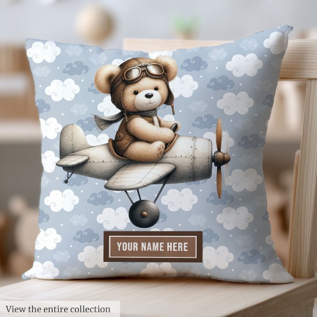 Almofada Piloto de Urso de Teddy Travesseiro para Bebês Per (Teddy Bear Pilot Baby Pillow Personalized for Newborn)