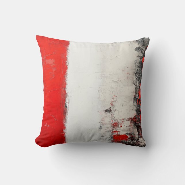 Almofada Pílula de Abstrato de Textura Vermelha, Branca e P (Frente)