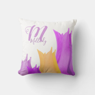Almofada Pílula De Lâmpada Rosa Tulip Monograma Nome Flor
