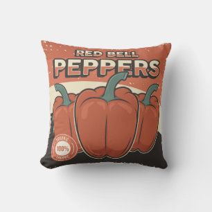 Almofada Pimentos vermelhos vegetais com Grunge Clássico da