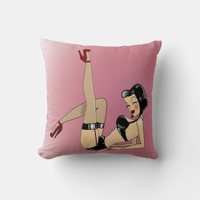 Almofada Pin bonito acima na lingerie preta! (Frente)