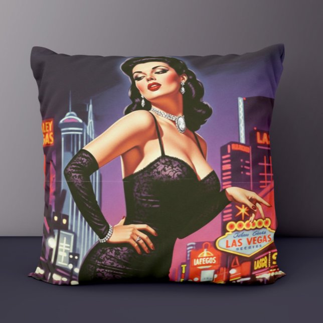 Almofada Pin-up Retro de Las Vegas (Criador carregado)
