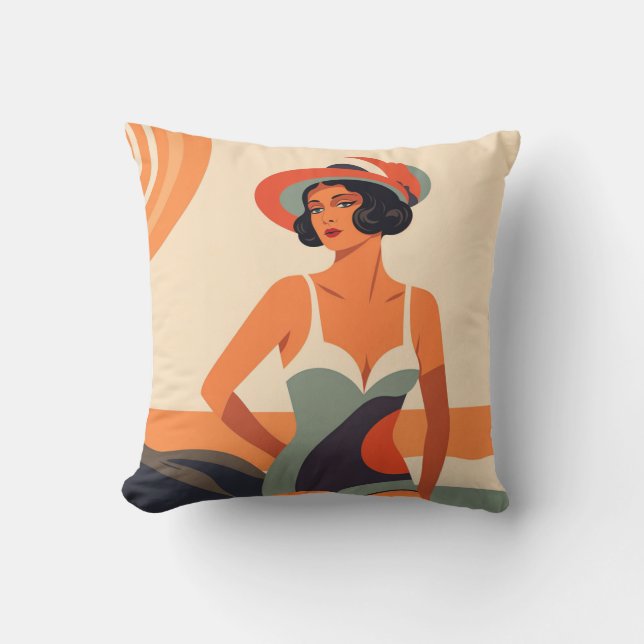 Almofada pin up woman retro in the sea  (Frente)