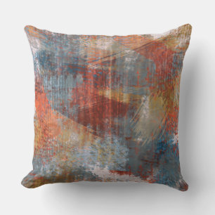Almofada Pincel Traça Textura Abstrato Padrão Vermelho Azul