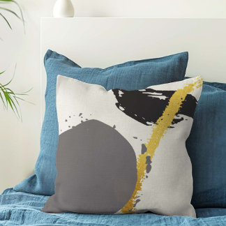 Almofada Pinceladas Modernas - Dourado, Cinza e Preto