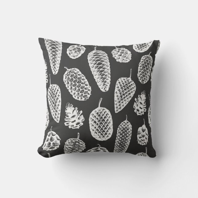 Almofada Pine cones hand drawn seamless pattern. Botanical  (Frente)