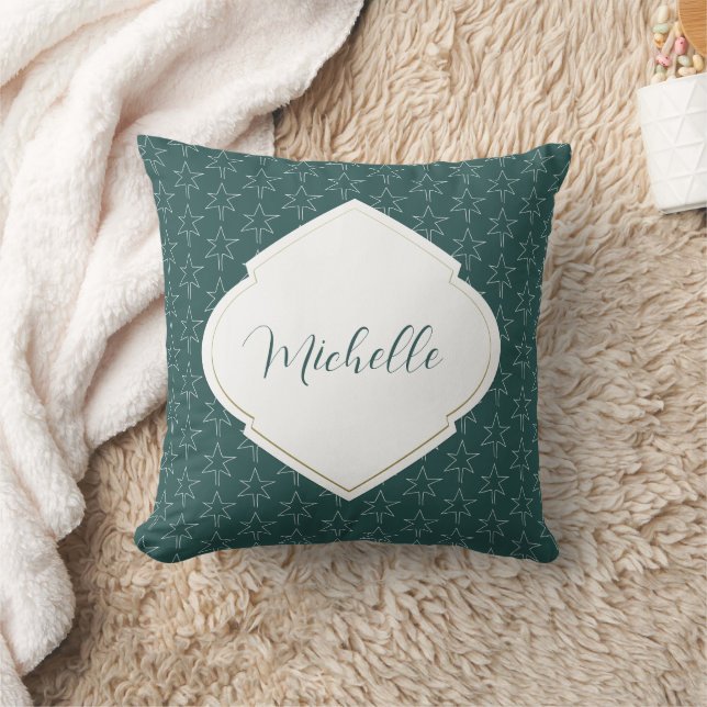 Almofada Pine Green Christmas Stars (Estrelas de Natal Verd (Cobertor)