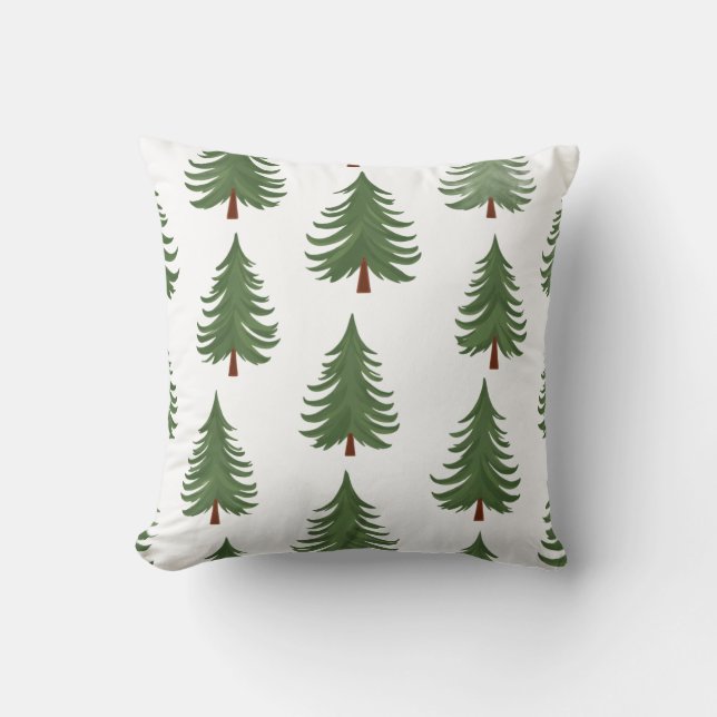 Almofada Pine Tree Repeat Pattern – Evergreen Forest Design (Frente)