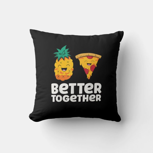 Almofada Pineapple Pizza Better Together Fun Food Design  (Frente)