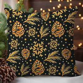 Almofada Pinecone Dourado russo e floco de neve
