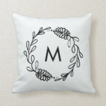 Almofada Pinecone Monograma, Casa Farmada Rustic Laurel<br><div class="desc">Farmhouse Rustic Laurel Pinecone Monogramou Travesseiro decorativo com um fundo de burlap natural. Um belo toque de casa de fazenda para seu feriado e decoração de inverno.</div>