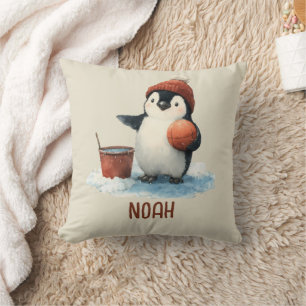 Almofada Pinguim de Basquete de Inverno Personalizado para