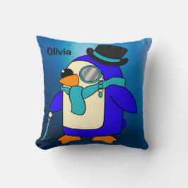 Almofada Pinguim de desenho animado bonito azul congelado