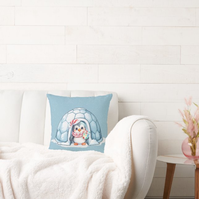 Almofada Pinguim De Natal Em Flocos De Neve (Sofá)