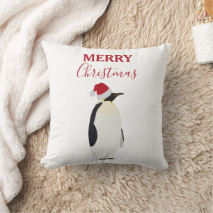 Almofada Pinguim de Natal Engraçado Animal com Papai Noel