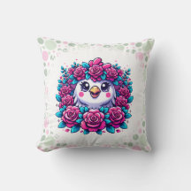 Pinguim Fofo com Grinalda de Rosa
