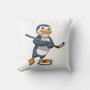 Almofada Pinguim no hóquei no gelo com bastão de hóquei no