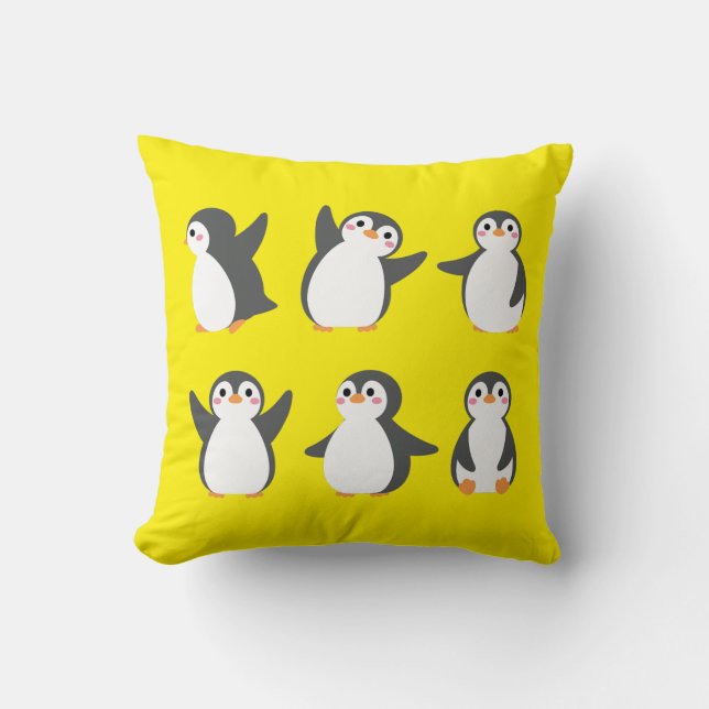 Almofada Pinguins de Desenho Animado Fofos (Frente)