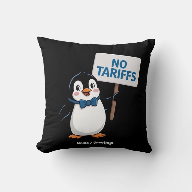 Almofada Pinguins engraçados SEM TARIFAS Tributação Protest (Frente)