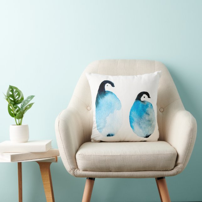 Almofada Pinguins fofos aquarela (Cadeira)