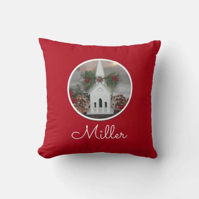 Almofada Pinheiro da Igreja Russa Cones Vermelho Personaliz (Frente)