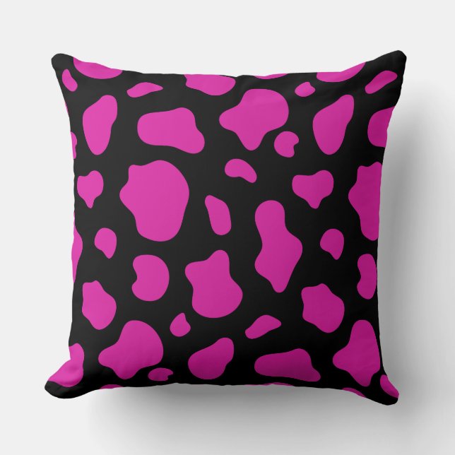 Almofada Pink and Black Cow Print Decorative Pillow (Frente)