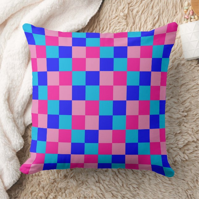 Almofada Pink and Blue Checkered Print (Cobertor)